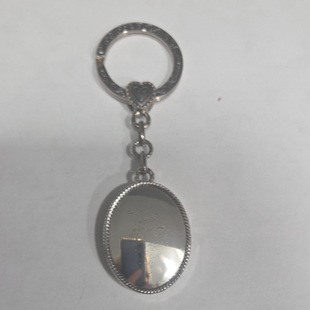 Silver Cross Oval Keychain Locket With Mirror - Picture 4 of 6